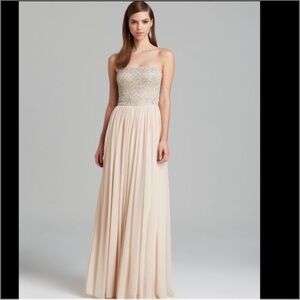 Aidan Mattox Strapless Chiffon Gown with Beaded Bodice NWT Sz 10